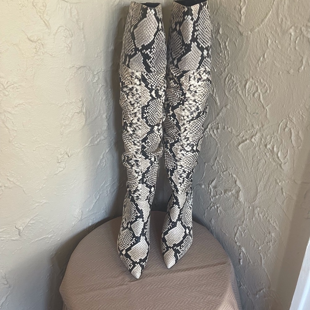 Vince Camuto Snakeskin Pattern Over Knee-High Boots